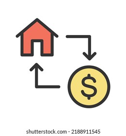 Property Exchange Icon Vector Image. Can Also Be Used For Real Estate. Suitable For Mobile Apps, Web Apps And Print Media.