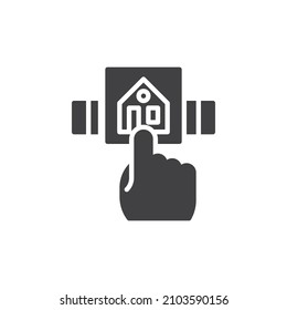 Property exchange vector icon. filled flat sign for mobile concept and web design. House change glyph icon. Symbol, logo illustration. Vector graphics