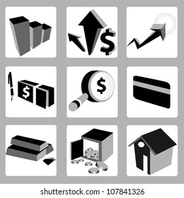 property and financial market icon sets