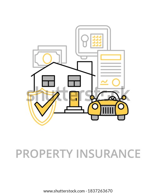 Property flat line illustration in trend style.\
Complex vector icon and\
concept