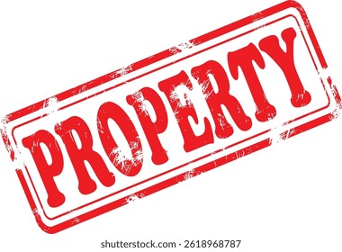 Property Grunge Rubber Stamp in Red on White Background. Perfect for business documents, office use, administrative purposes, and graphic design projects.