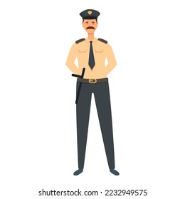 Property guard icon cartoon vector. Police man. Female control