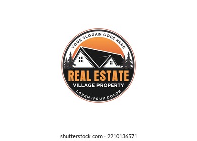 Property house logo real estate emblem rounded shape outdoor tree window roof home icon symbol