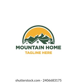Property house in the mountain area. Vector logo template.