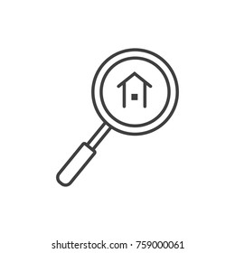 Property, house search line icon.
