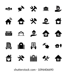 Property icon. collection of 25 property filled icons such as home, home care, holding document, hummer and wrench, hummer. editable property icons for web and mobile.