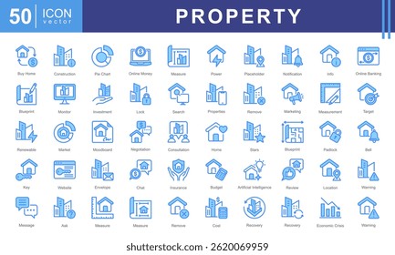 Property icon collection set. Containing buy home, personal, location, buildings, housing, residential, apartment icon.
