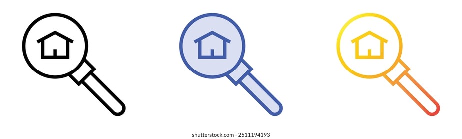 property icon. Linear, Blue Fill and Gradient Style Design Isolated On White Background