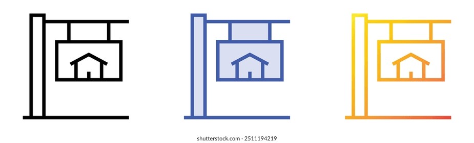 icono de propiedad. Lineal, relleno azul y diseño de estilo degradado aislado sobre fondo blanco