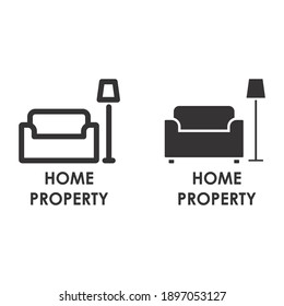 Icono de propiedad en ilustraciones vectoriales delgadas y en negrita para tienda online o tienda web u otra otra