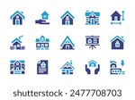 Property icon set. Duotone color. Vector illustration. Containing size, house, address, cabin, contract, realestate, presentation, mansion, decrease.