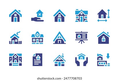 Property icon set. Duotone color. Vector illustration. Containing size, house, address, cabin, contract, realestate, presentation, mansion, decrease.