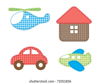 Property icon set. Illustration from rags