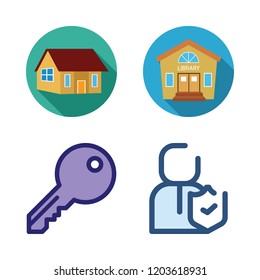 property icon set. vector set about insurance, house and key icons set.