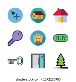 property icon set. vector set about buy, house, yard and key icons set.