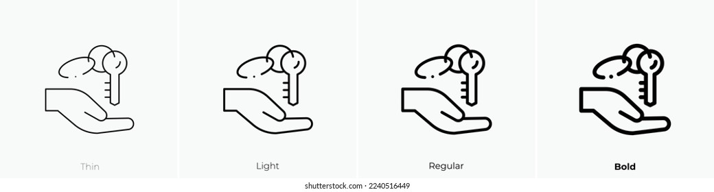 icono de la propiedad. Diseño delgado, ligero y audaz aislado en un fondo blanco