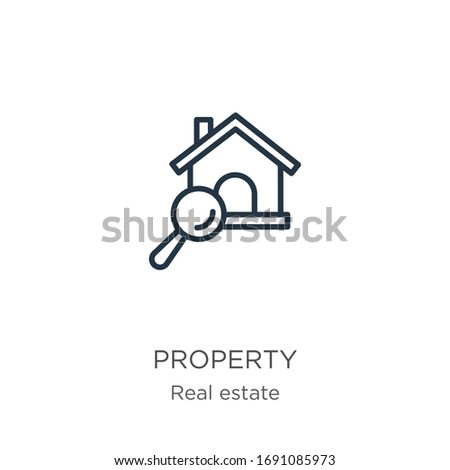 Property icon. Thin linear property outline icon isolated on white background from real estate collection. Line vector sign, symbol for web and mobile
