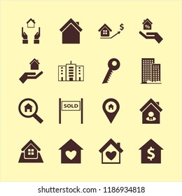 property icon. property vector icons set hand house, search house, house location and real estate prices growth