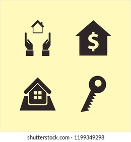 property icon. property vector icons set hands house, key, house rent and home