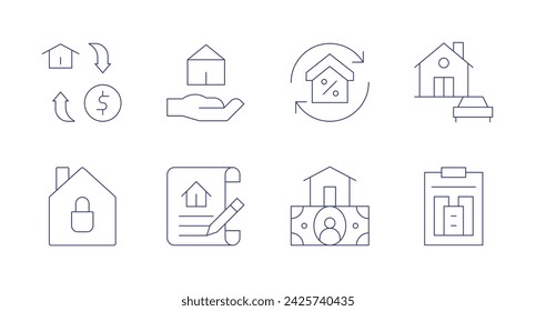 Property icons. Editable stroke. Containing investment, refinance, asset, realestate, property, contract.