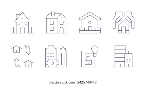 Property icons. Editable stroke. Containing house, homeinsurance, home, realestate, intellectualpropert.