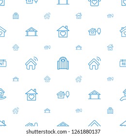 property icons pattern seamless white background. Included editable outline home with heart, gate, love home, home, house al, house and tree icons. property icons for web and mobile.