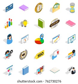 Property icons set. Isometric set of 25 property vector icons for web isolated on white background