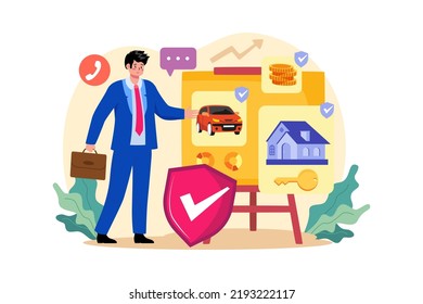 Property Insurance Agent Illustration concept on white background