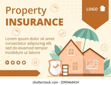 Property Insurance Brochure Template Flat Design Illustration Editable of Square Background Suitable for Social media, Greeting Card and Web Internet Ads