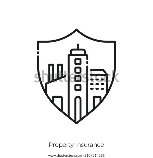 Property Insurance icon. Outline style icon\
design isolated on white\
background