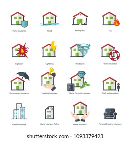 Property insurance icon set. Vector illustration.