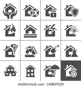 Property insurance icon set. Vector illustration. Simplus series