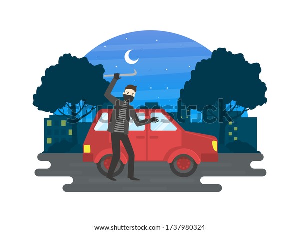 Property Insurance, Protection of a Vehicle\
from Robbers Vector\
Illustration