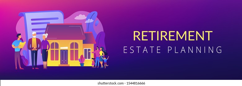 Property insurance, testament signing, house buying. Retirement estate planning, inheritance planning, financial advisor and lawyer services concept. Header or footer banner template with copy space.