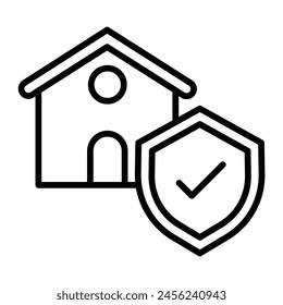 Property Insurance Vector Line Icon Design