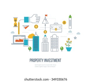 Property investment. Investment business. Construction and Investment. Financial strategy concept. Business development, strategic management, finance, banking, market data analytics concept