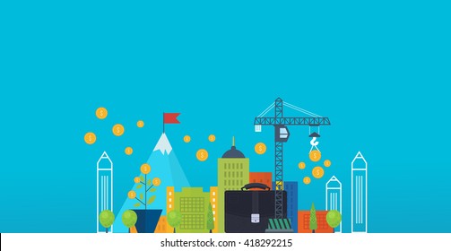 Property investment. Investment business. Construction and Investment. Financial strategy concept. Business development, strategic management, finance, banking, market data analytics concept