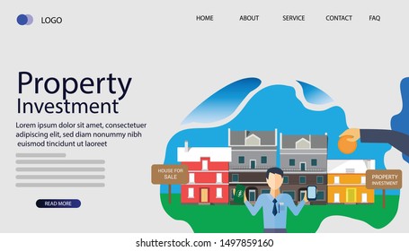 Property investment design for landing page website template. property investment web design. Flat Art Vector illustration