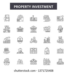 Property Investment Line Icons, Signs Set, Vector. Property Investment Outline Concept, Illustration: Property,business,investment,concept,estate,house