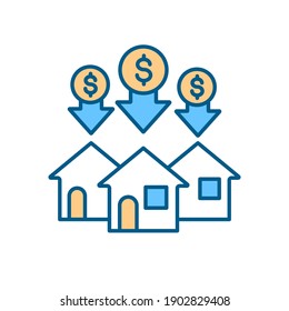 Property Investment RGB Color Icon. House Mortgage. Buying Home. Invest In Real Estate. Community Wealth. Business Capital. Rental Cost. Economy And Finance. Isolated Vector Illustration