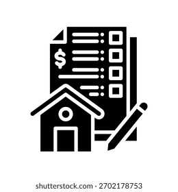 Ilustración vectorial de glifo de icono de arrendamiento de propiedad