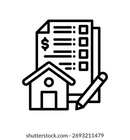 Ilustração do vetor da linha do ícone de concessão da propriedade