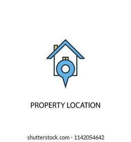 property location concept 2 colored line icon. Simple yellow and blue element illustration. property location concept outline symbol design from Real Estate set