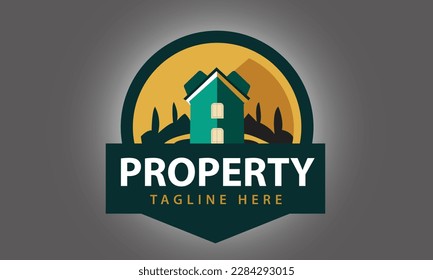 Property logo flat style monogram   design template   
