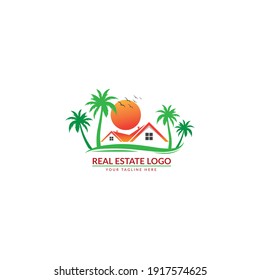Property logo with green tree vector