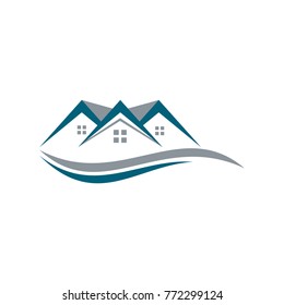 property logo icon with wave icon