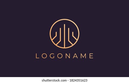 Property logo template with simple and luxurious shapes in gold
