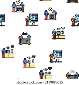 Property Maintenance And Repair Vector Seamless Pattern Thin Line Illustration