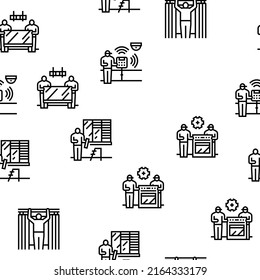 Property Maintenance And Repair Vector Seamless Pattern Thin Line Illustration