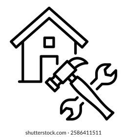 Property maintenance round line vector icon with editable stroke 